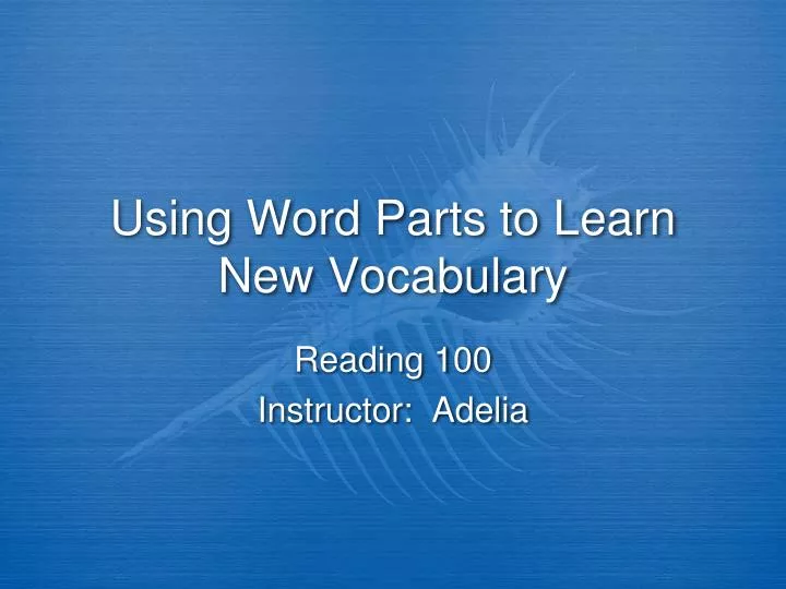 using word parts to learn new vocabulary