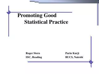 Promoting Good Statistical Practice
