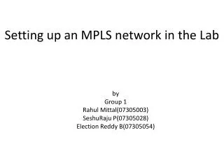 Setting up an MPLS network in the Lab