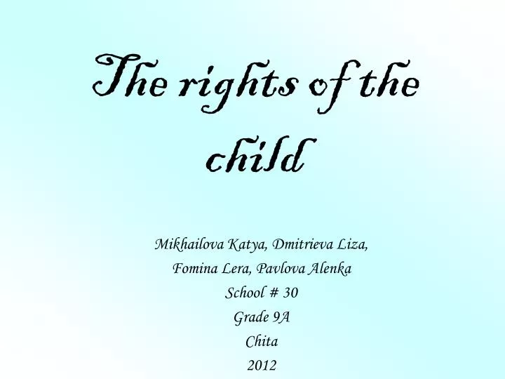 the rights of the child