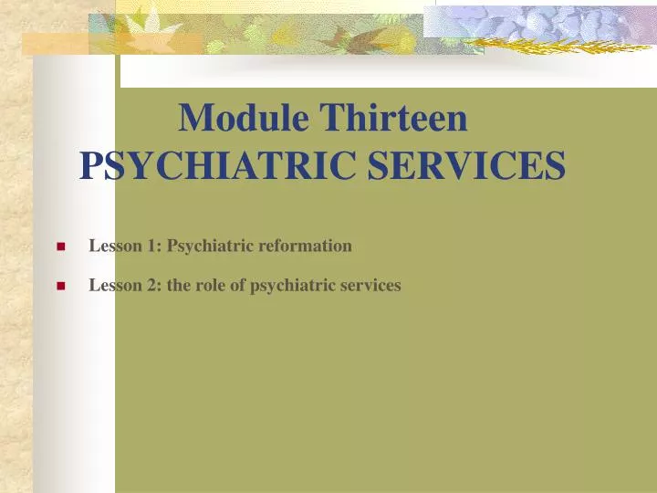 module thirteen psychiatric services