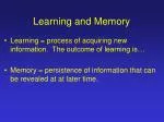 Learning and Memory - slide 1