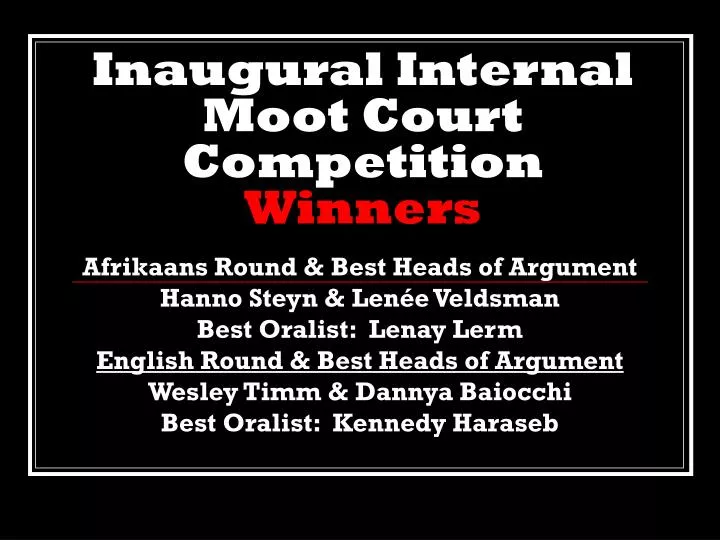 inaugural internal moot court competition winners