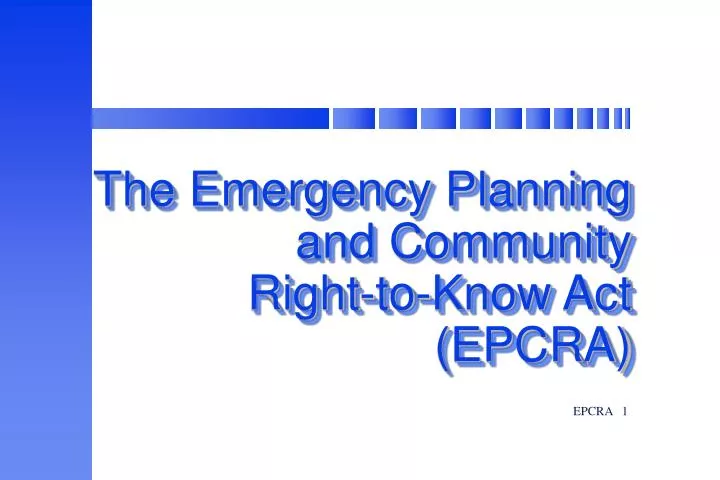 the emergency planning and community right to know act epcra