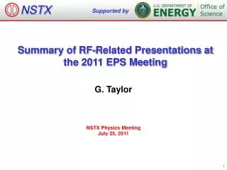 Summary of RF-Related Presentations at the 2011 EPS Meeting