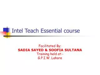 Intel Teach Essential course