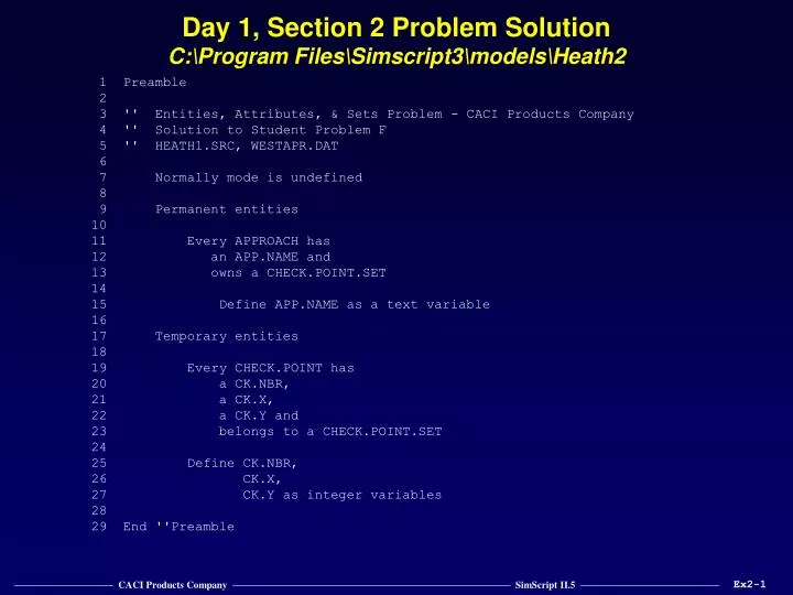 day 1 section 2 problem solution c program files simscript3 models heath2