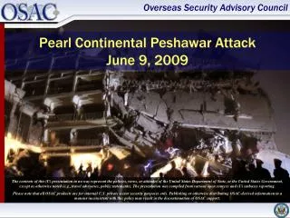 Pearl Continental Peshawar Attack June 9, 2009