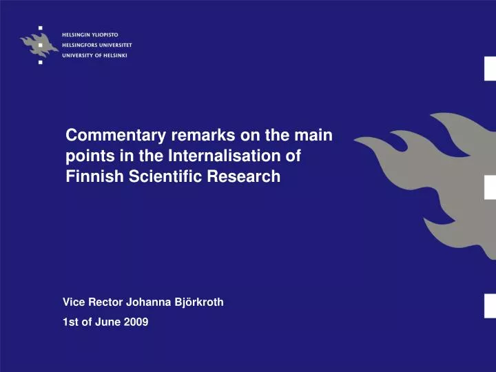 commentary remarks on the main points in the internalisation of finnish scientific research