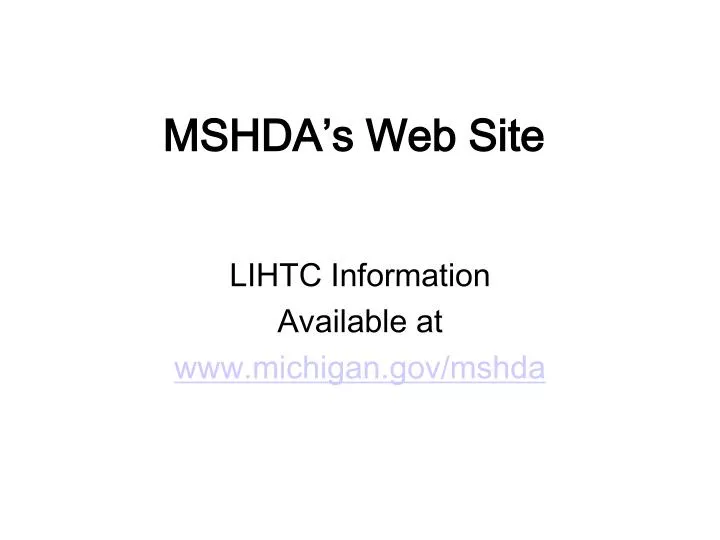 mshda s web site