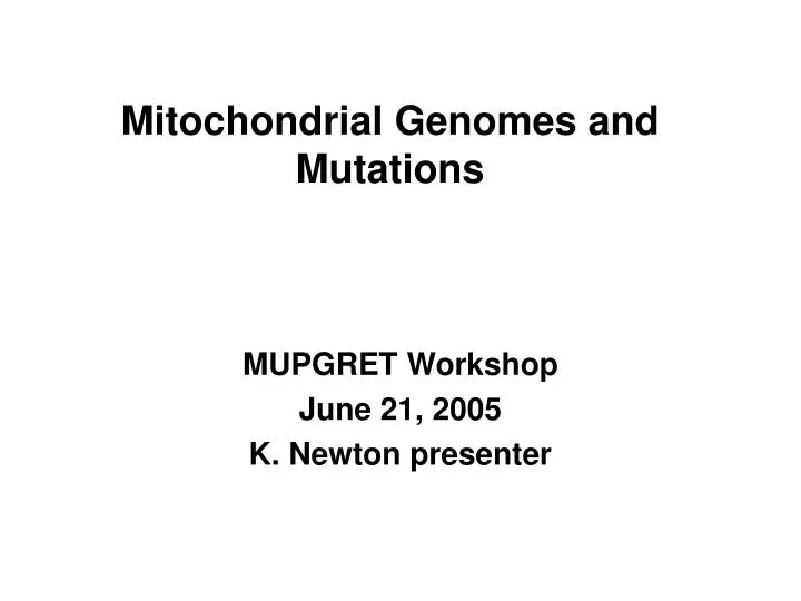 mitochondrial genomes and mutations