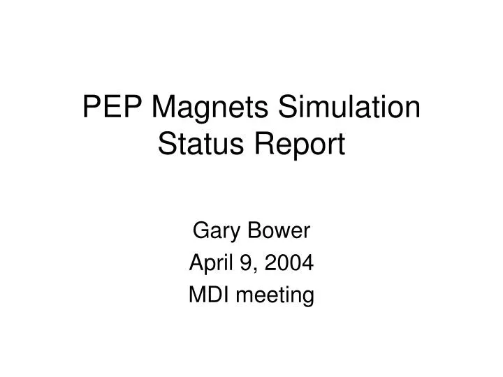 pep magnets simulation status report