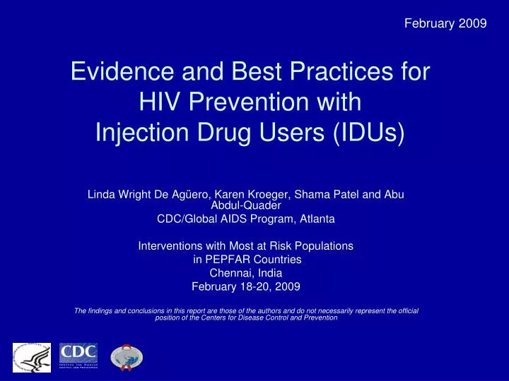 evidence and best practices for hiv prevention with injection drug users idus