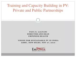 Training and Capacity Building in PV: Private and Public Partnerships