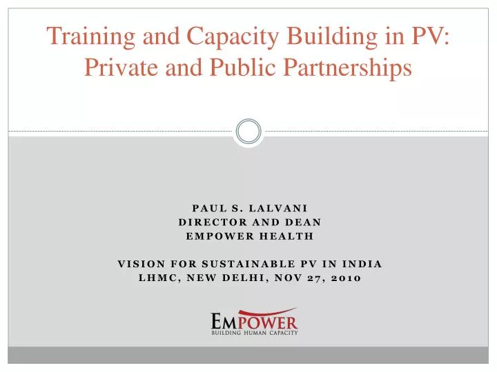 training and capacity building in pv private and public partnerships
