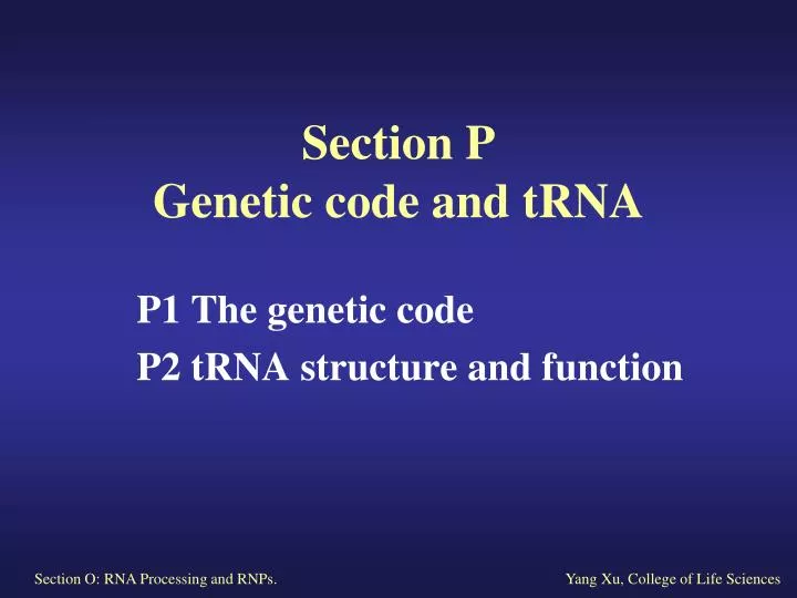section p genetic code and trna