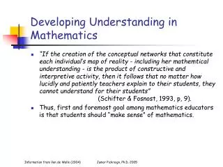Developing Understanding in Mathematics