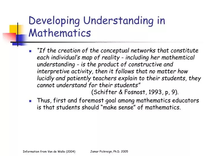 developing understanding in mathematics