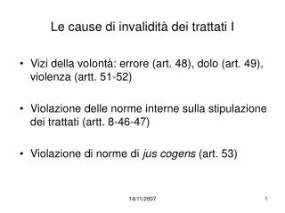 le cause di invalidit dei trattati i
