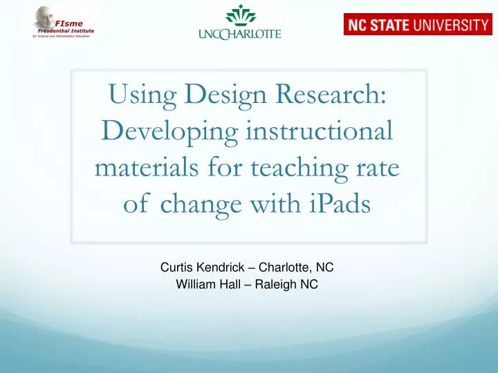 using design research developing instructional materials for teaching rate of change with ipads