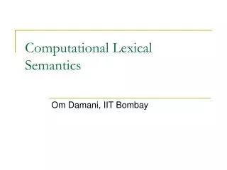 computational lexical semantics
