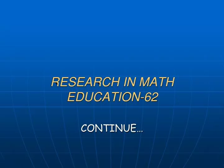 research in math education 62