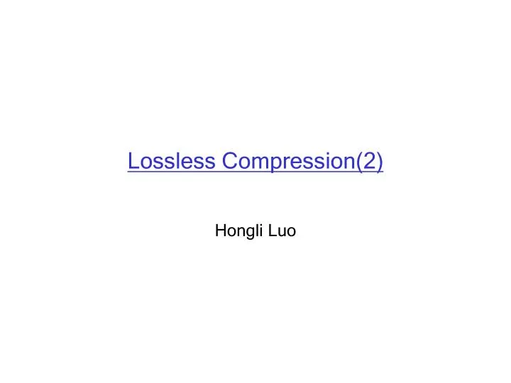 lossless compression 2