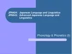 JPN494: 	Japanese Language and Linguistics JPN543: 	Advanced Japanese Language and 	Linguistics