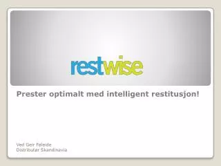 prester optimalt med intelligent restitusjon