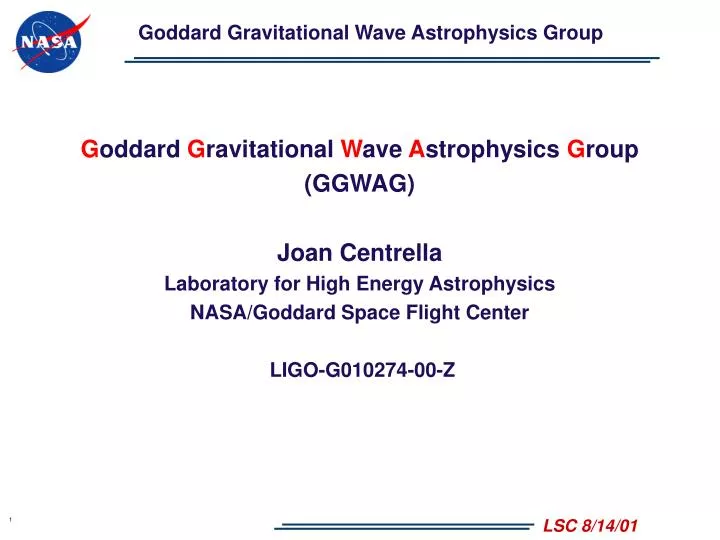 goddard gravitational wave astrophysics group