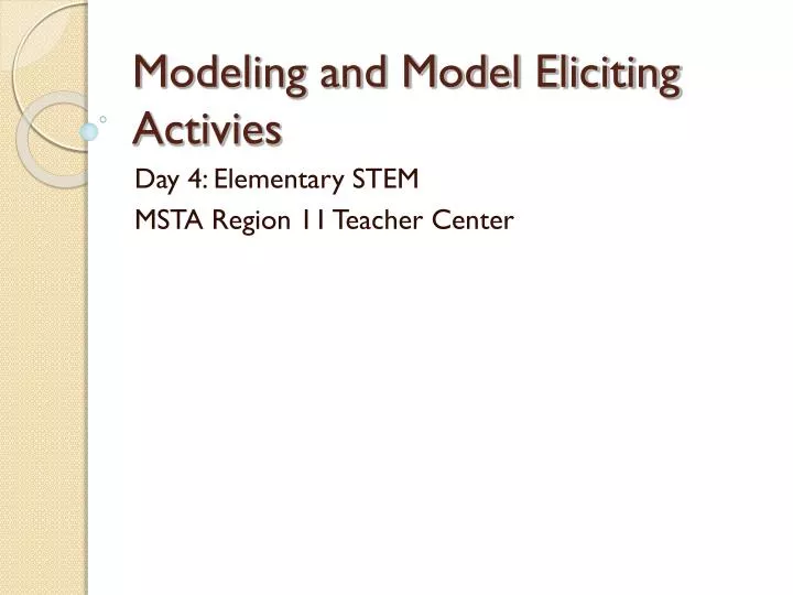 modeling and model eliciting activies