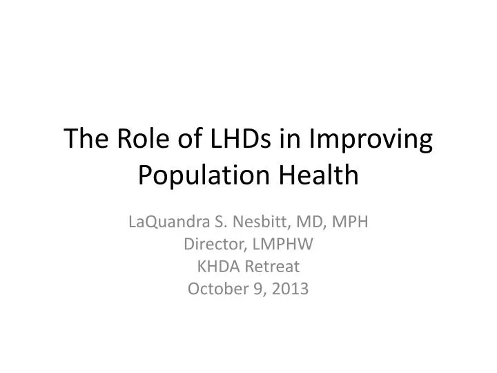 the role of lhds in improving population health