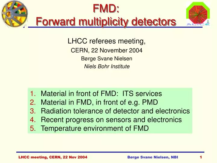 fmd forward multiplicity detectors