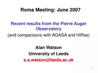 Roma Meeting: June 2007