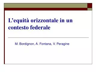 l equit orizzontale in un contesto federale