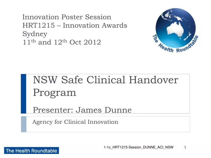 nsw safe clinical handover program presenter james dunne