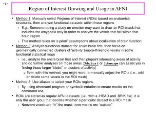region of interest drawing and usage in afni