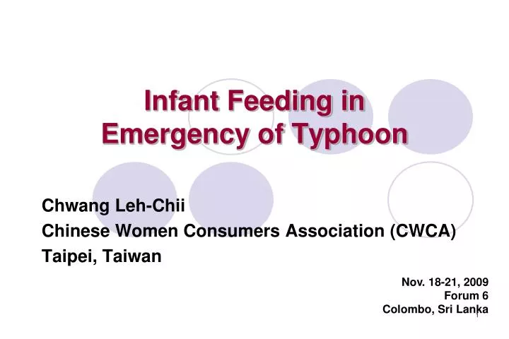 infant feeding in emergency of typhoon