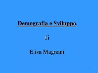 demografia e sviluppo di elisa magnani