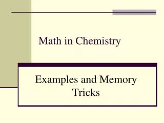 Math in Chemistry