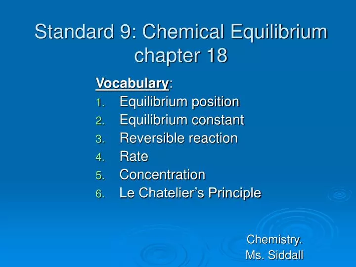 standard 9 chemical equilibrium chapter 18