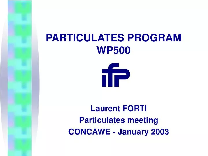 particulates program wp500