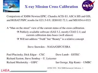 X-ray Mission Cross Calibration