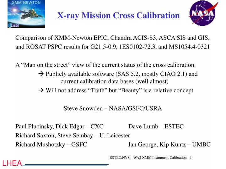 x ray mission cross calibration