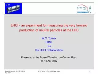 LHCf - an experiment for measuring the very forward production of neutral particles at the LHC
