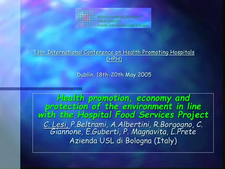 13th international conference on health promoting hospitals hph dublin 18th 20th may 2005
