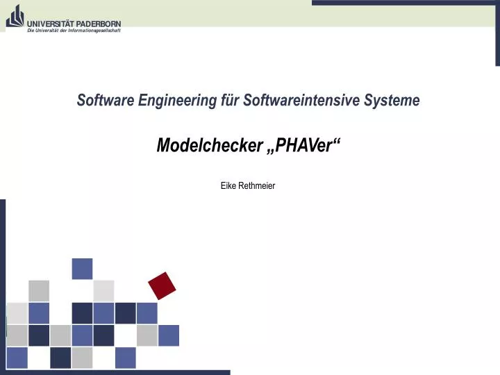 software engineering f r softwareintensive systeme modelchecker phaver eike rethmeier