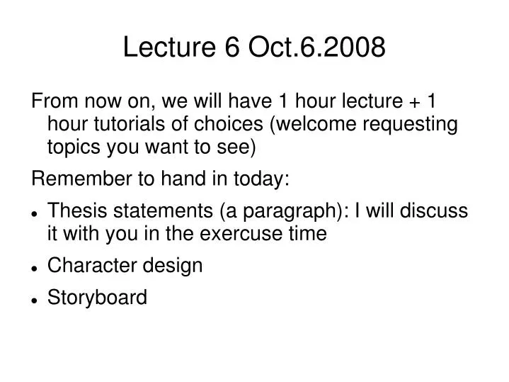 lecture 6 oct 6 2008