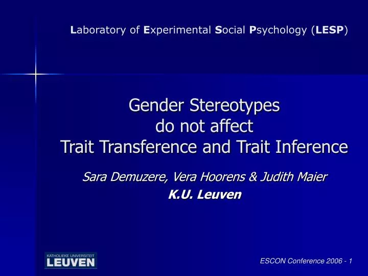 gender stereotypes do not affect trait transference and trait inference