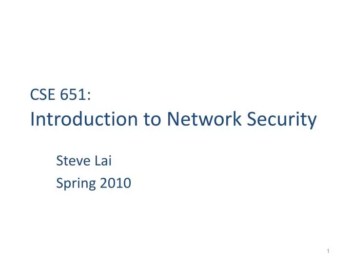 cse 651 introduction to network security